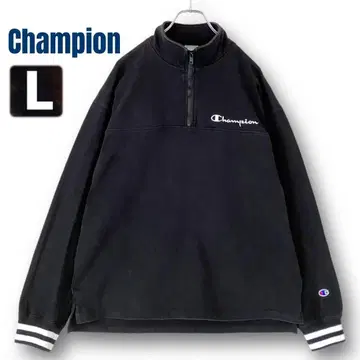 챔피온 하프 지퍼 헤비 웨이트 저지 풀오버 탑 블랙 L