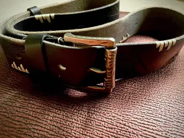 미사용!! 두꺼운 웨스턴 천연 가죽 가죽 벨트 블랙