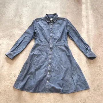 s3206 로페피크닉 셔츠 원피스 데님 절개 플레어