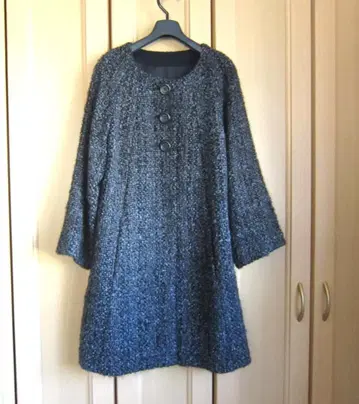 [새상품급] 꼼사데모드 노카라 울 트위드 코트 9 블랙 x 그레이