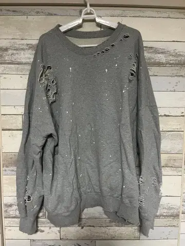 beams 데미지 가공 그레이 맨투맨