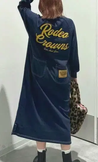 가을/겨울 신상 래글런 컬러 스티치 원피스 네이비 FREE 6050엔