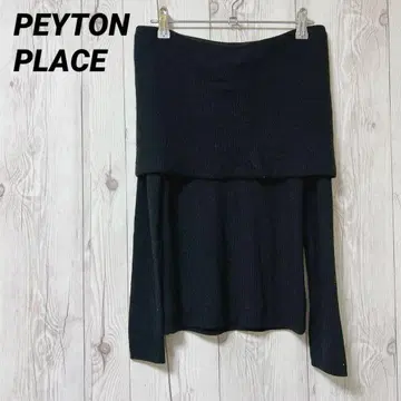 [페이튼 플레이스] 오프숄더 블랙 립 니트 M 울 혼방