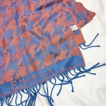 E. MARINELLA 하운드투스 패턴 울 스톨 머플러 파랑 주황 넥타이