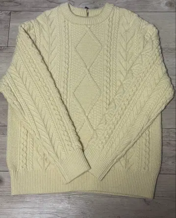 요네토미 NEW BASIC 아란 니트 울 100 화이트 2(M)