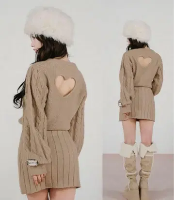 darich: 하트 오픈 니트 미니 원피스