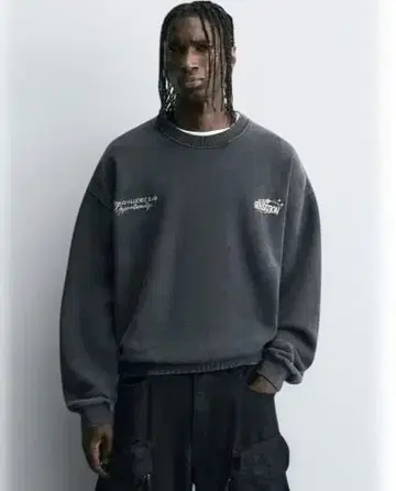 ZARA 자라 콤비네이션 프린트 패턴 스웨트 셔츠 25AW