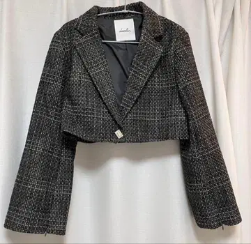 dazzlin 지퍼 슬리브 트위드 자켓