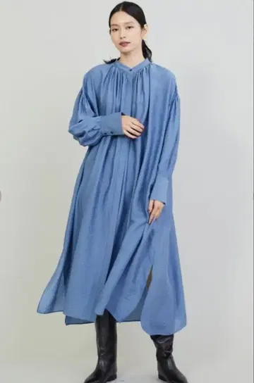 1er Arrondissement 시어 실크 원피스 블루