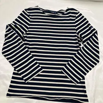 수회 착용 세인트 제임스 바스크 셔츠 화이트 네이비 S