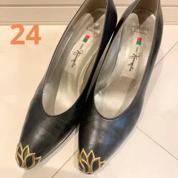 긴자 카네마츠 하이힐 블랙 골드 24 가죽