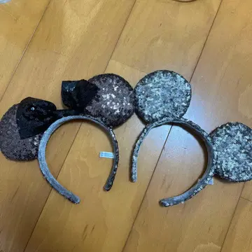 브라운 스팽글 미키 미니 머리띠