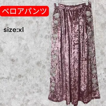 벨로아 팬츠 XL 핑크 자수