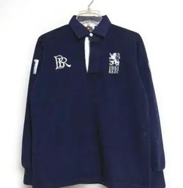 바바리안 네이비 럭비 셔츠 긴팔 자수 로고