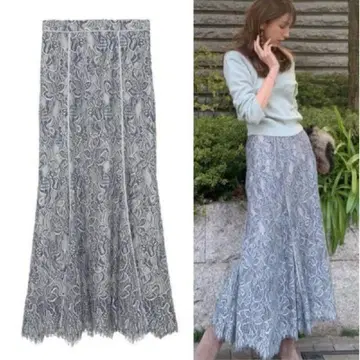 잡지 게재 고급 레이스 fray I'd 롱 스커트