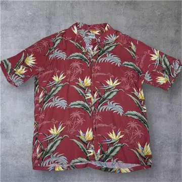하와이안 셔츠 트로피컬 플라워 반팔 빨간색