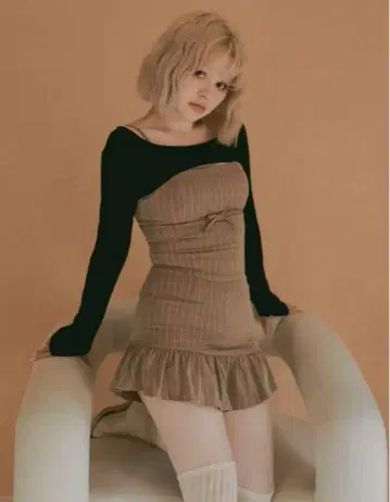 ANDMARY Dany ribbon knit set up beige