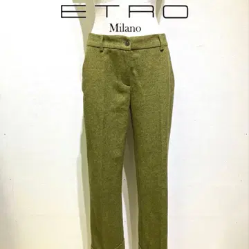 ETRO 올리브 그린 슬랙스 팬츠 사이즈 42 울 이탈리아제