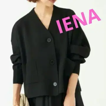 IENA 슈퍼 파인 스무스 숏 가디건 블랙
