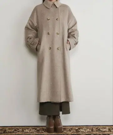 MURUA 베이지 더블 브레스트 롱 코트