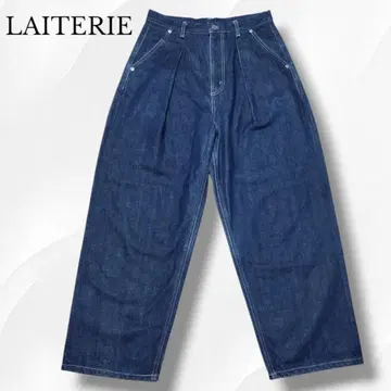 LAITERIE 셀비지 데님 와이드 턱 팬츠