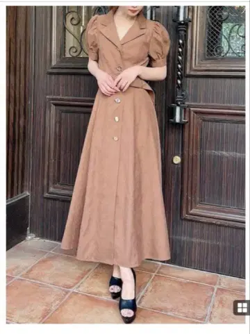 리젝시 프론트 버튼 테일러드 원피스 플레어 A라인