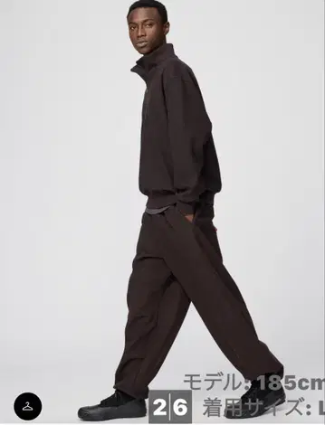 유니클로 브러쉬 맨투맨 와이드 팬츠 M 사이즈 다크 브라운