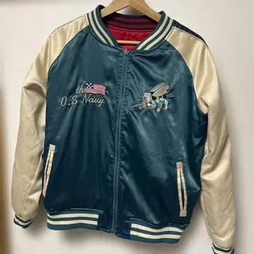 U.S.NAVY SEABEES x 학 자수 리버서블 스카잔 사이즈 L