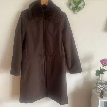 브라운 퍼 롱 코트