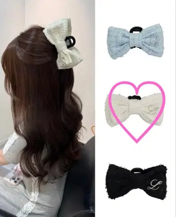 Lumignon L 트위드 리본 헤어 클립 화이트