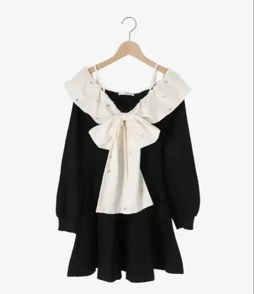 MAJESTIC LEGON 프론트 빅 리본 니트 미니 원피스