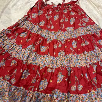 제인 마플 플라워 프린트 플레어 스커트 빨간색