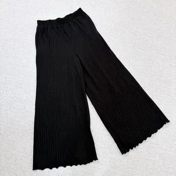 루 와이드 팬츠 L 사이즈 블랙 허리밴딩