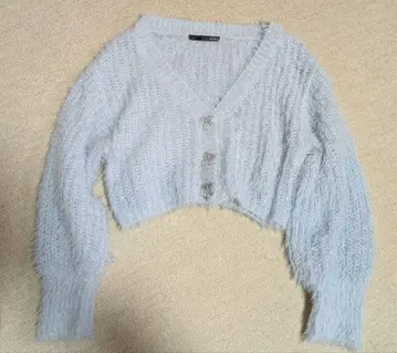 Heather 리본 니트 가디건 블루 파랑