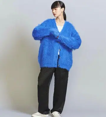 BEAUTY&YOUTH 샤기 자카드 V넥 가디건