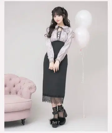 레이스 케이프 도킹 롱 원피스