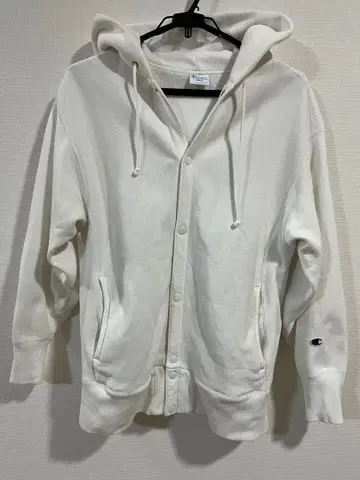 Champion 화이트 후드티 리버스 위브