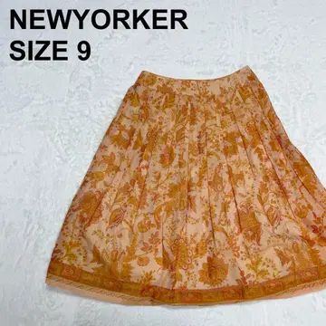 뉴요커 페이즐리 무늬 플레어 스커트 무릎 기장 코튼 올 패턴 1029