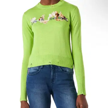 [ 일본 미발매 ] Desigual 데시구알 니트 라임 그린