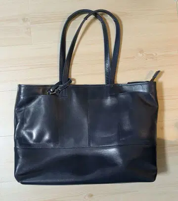 네이비 가죽 토트백