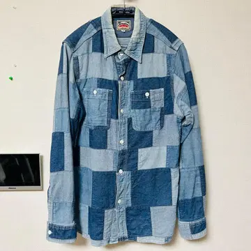 HOUSTON 패치워크 데님 셔츠 일본제 M 휴스턴