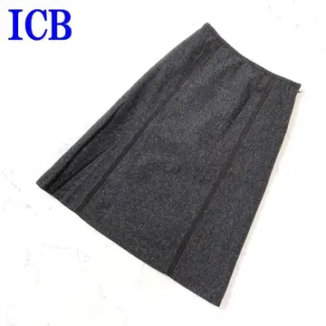 아이시비 롱 스커트 울 안감 있음 브라운 그레이 7 C2047