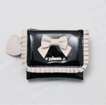 pium 프론트 리본 에나멜 프릴 지갑 블랙