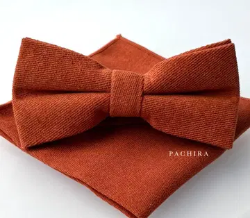 나비 넥타이 치프 2세트 오렌지 주황 테라코타 결혼식 피로연