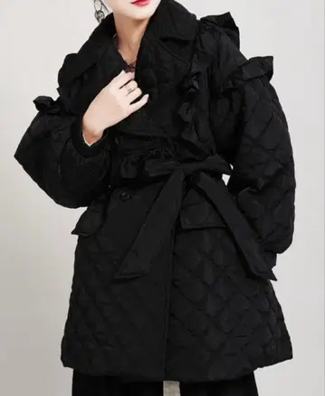 F.modern/프릴 퀼팅 트렌치코트/블랙 블랙/F