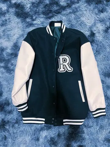 바시티 자켓 다크 그린/아이보리