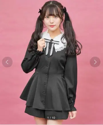 SecretHoney 프릴 빅 칼라 셋업 블랙