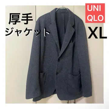 UNIQLO 컴포트 2B 자켓 XL 다크 그레이 체크 블랙