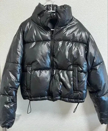 메탈릭 충전솜 블루종 크롭 기장 다운 자켓