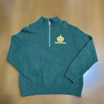 Captain's Brands 다크 그린 니트 스웨터 하프 지퍼